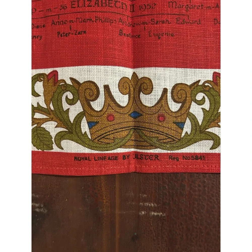 Vintage Ulster Irish Linen Tea Towel- The‎ Royal Lineage Wall Hanging Art- NWT